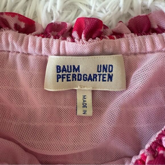 BAUM UND PFERDGERTEN Pink Leopard Print Smocked Babydoll Mini Dress Size XS - Picture 5 of 7
